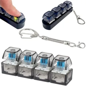 4-Key Mechanical Keyboard Clicker Keychain | Portable Mechanical Switch Fidget Toy | Stress Relief Finger Clicker | Tactile Keyboard Keychain with light  | Random Color